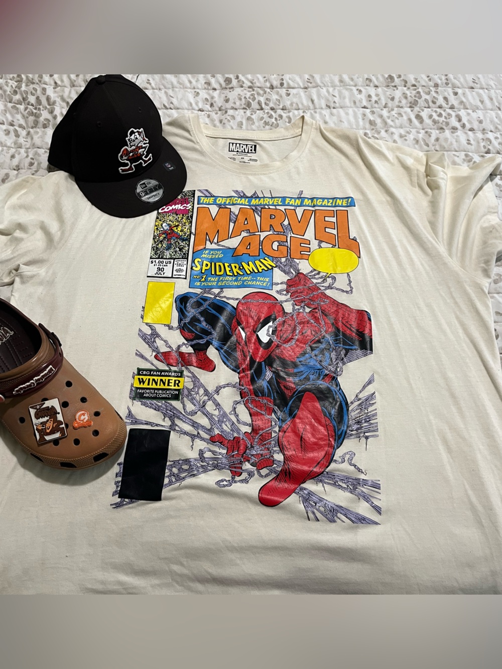 Marvel Spider-Man Cream Tee with Red & Blue Graphic